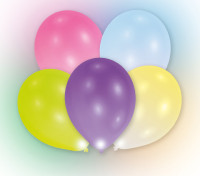 5 LED Luftballons Bunt 24h Brenndauer