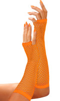 Preview: Fishnet gloves fingerless neon-orange 33cm