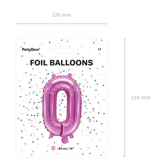 Nummer 0 folie ballon fuchsia 35cm 3