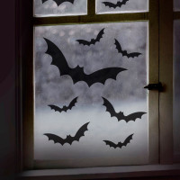 Förhandsgranskning: Halloween natt fladdermus fönster klistermärke
