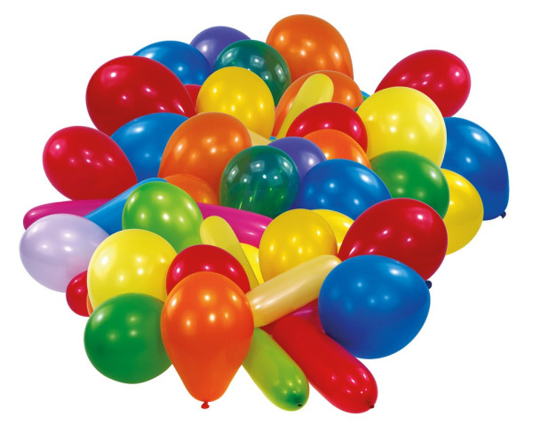 30 forskellige farvede balloner