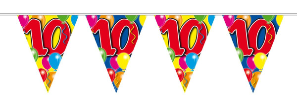 Bunting ballong födelsedag nummer 10