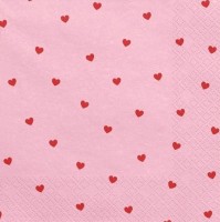 Voorvertoning: 20 roze hartjes servetten 33cm