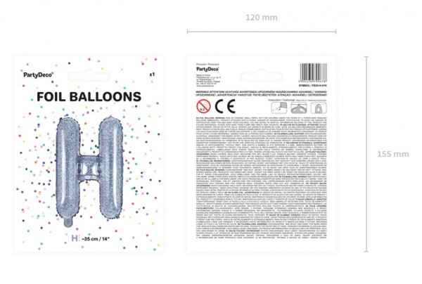 Holografische H-folieballon 35cm 2