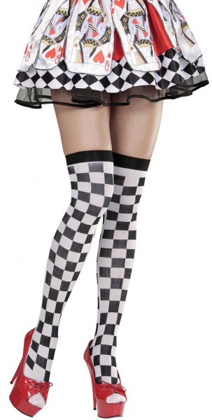 Checkerboard pattern overknee stockings 70 DEN