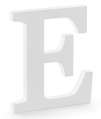 Drewniana litera E biała 17 x 20 cm