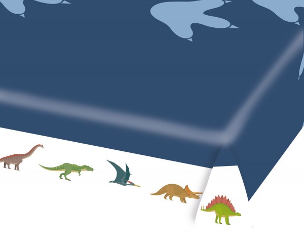 Tovaglia di carta blu con dinosauri 1,75 x 1,15m