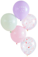 Förhandsgranskning: 5 rosa dino party latex ballonger 30cm