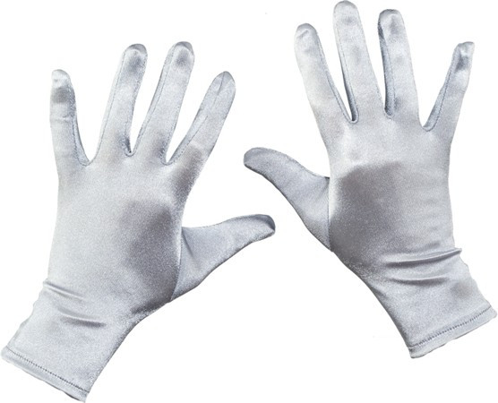 Silberne Satin Handschuhe für Erwachsene