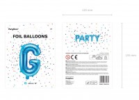 Oversigt: Folieballon G azurblå 35 cm