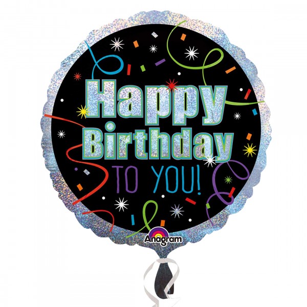 Ballon aluminium holographique joyeux anniversaire