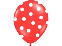 6 balloons polka dots strawberry red 30cm