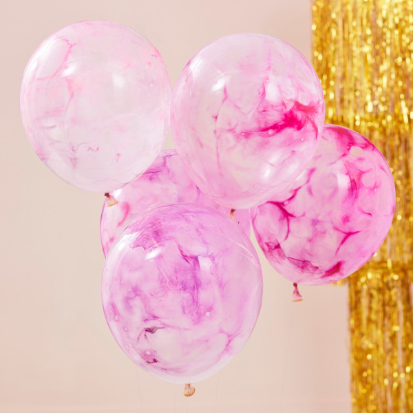 5 DIY lyserøde marmorerede balloner