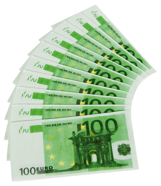 Serviettes en billets de 10 cents euros