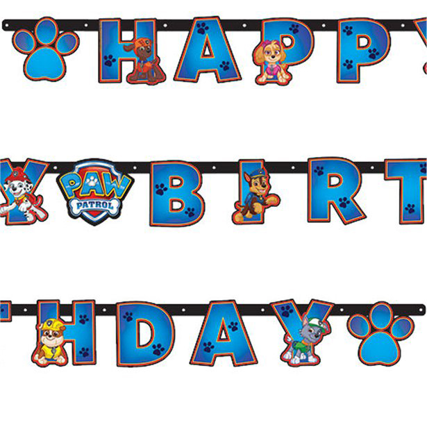 Happy Birthday Girlande Paw Patrol 2,3m Länge Paw Patrol Geburtstags Girlande 