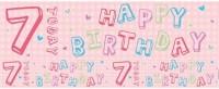 7. fødselsdag folie banner lyserød 2,6 m