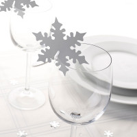 Vista previa: 10 copos de nieve brillantes decoración de cristal 8cm