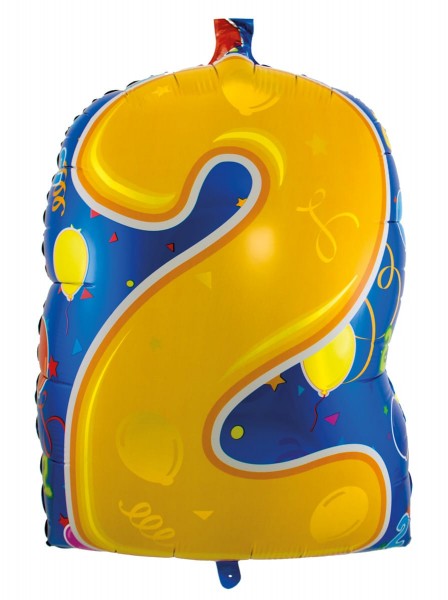 Ballon aluminium coloré 2ème fête d'anniversaire 2ème