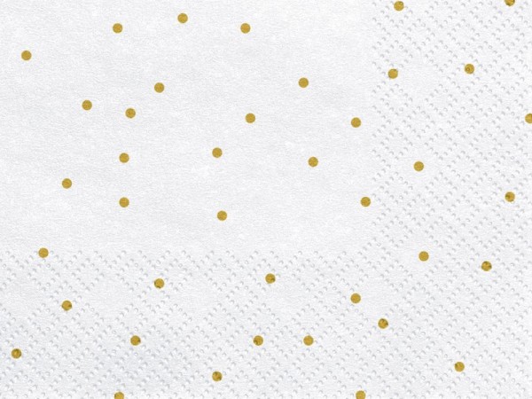 20 Weiße Golden Dots Servietten 33cm 2