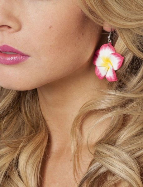 Blüten Ohrringe Mauritius Weiß-Pink