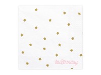 Vista previa: 20 servilletas de estrellas 1er cumpleaños niña 3 capas