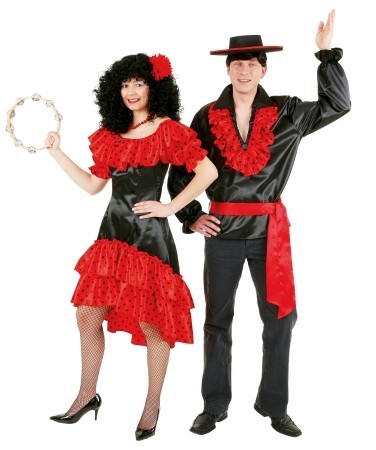 Flamenco kjole Juana i rød-sort