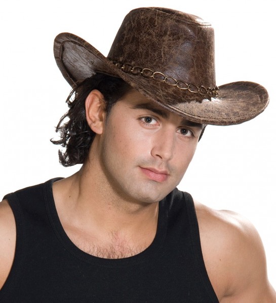 Sombrero western clásico con cadena para sombrero