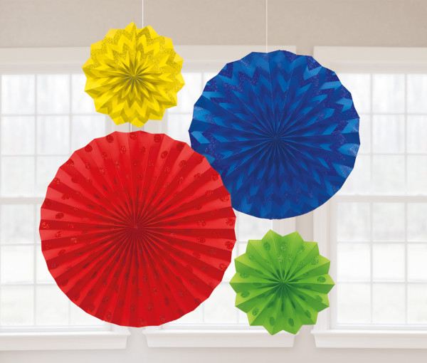 Set of 4 colorful glitter paper rosettes