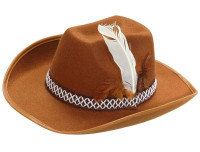 Cappello da cowboy marrone piuma