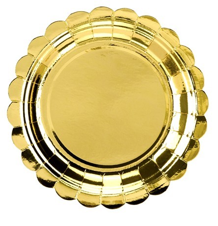 6 Goldene metallic Pappteller Cheers 18cm