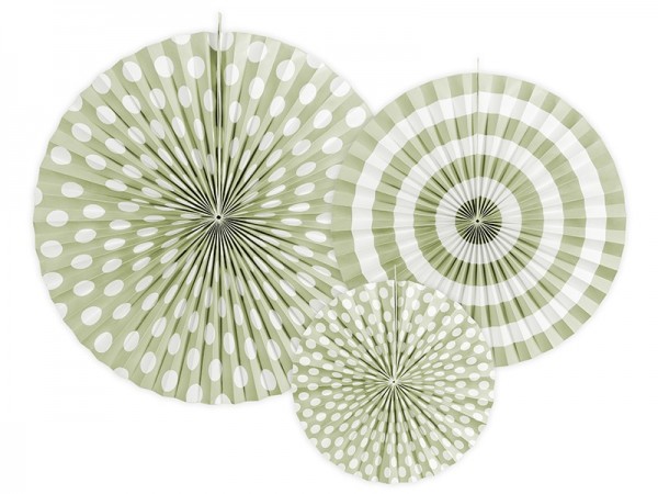 3 spring party paper rosettes green