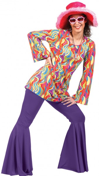 Pantalón de campana años 70 para mujer violeta 2