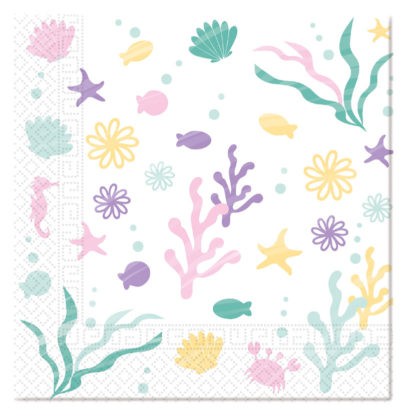 20 napkins underwater world pastel 33 x 33cm