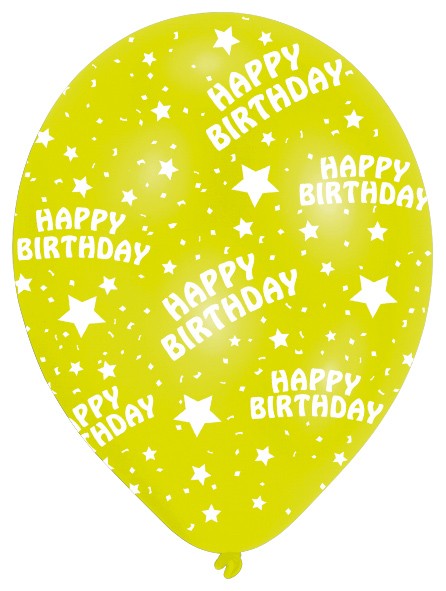 6 balonów Happy Birthday Star wielokolorowy 27,5 cm 4