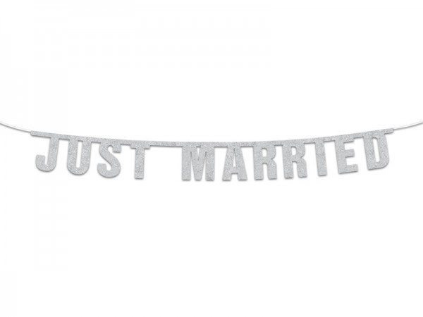 Silver Just Married Garland 18x170cm 3