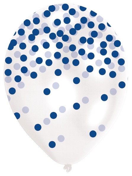 6 balloner med farverigt konfetti regn 27,5 cm