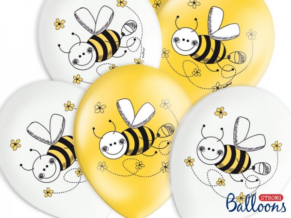 6 søde honningbier balloner 30 cm