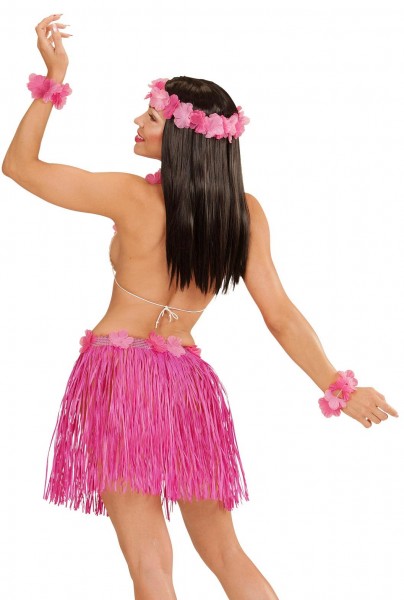 Roze Hawaii hula meisjes kostuum set voor vrouwen 4