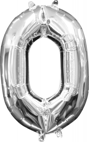 Mini folieballong nummer 0 silver 35cm