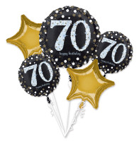 Gylden 70-års fødselsdag ballonbuket
