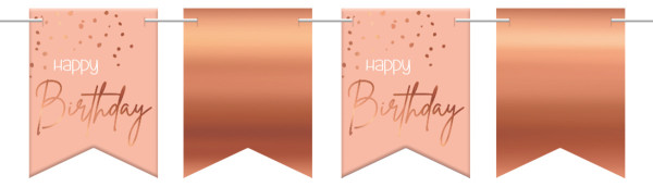 Happy Birthday pennant chain 6m elegant blush rose gold