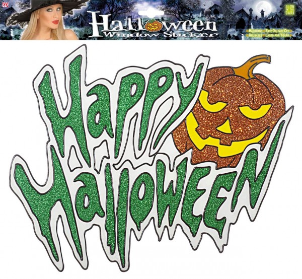 Sticker vitre Happy Halloween citrouille 36cm