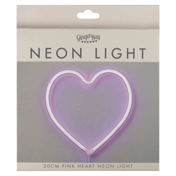 Pinkes Neon Leuchtherz 20cm 3