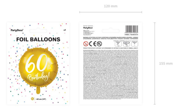 Glanzende 60ste Verjaardag folieballon 45cm