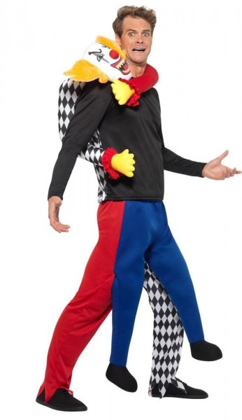 Kidnapper clown piggyback costume for men