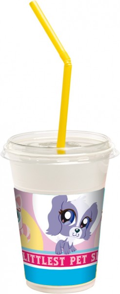 12 Littlest Pet Shop Love for Animals Milkshake Plastic Cups 300ml