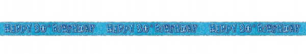 30. fødselsdag blå glitter drømmefest banner 2.