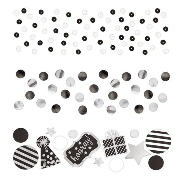 Zwart en wit confetti pakket 34g