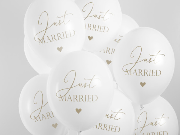50 balloons just married white 30cm
