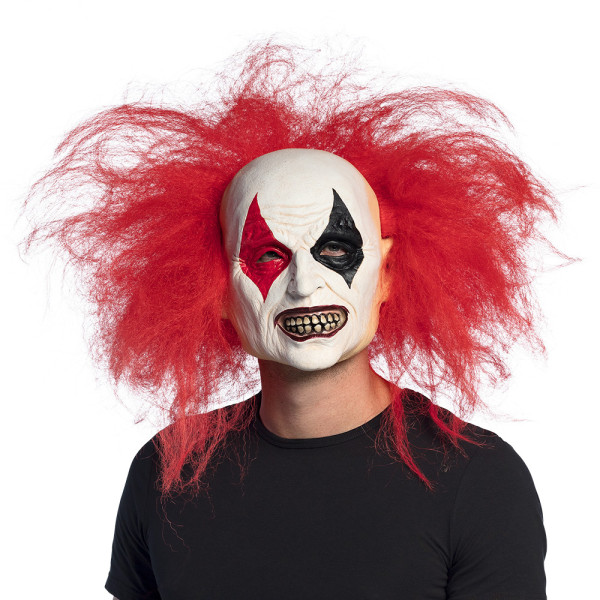 Psycho clown latex mask with hair